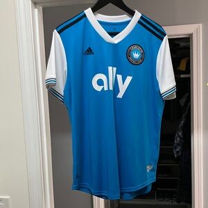 Adidas Blue and White Soccer Jersey